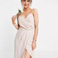 ASOS Womens Dress L / Pink ASOS - Bridesmaid Drape Cami Maxi Dress With Wrap Waist In Blush