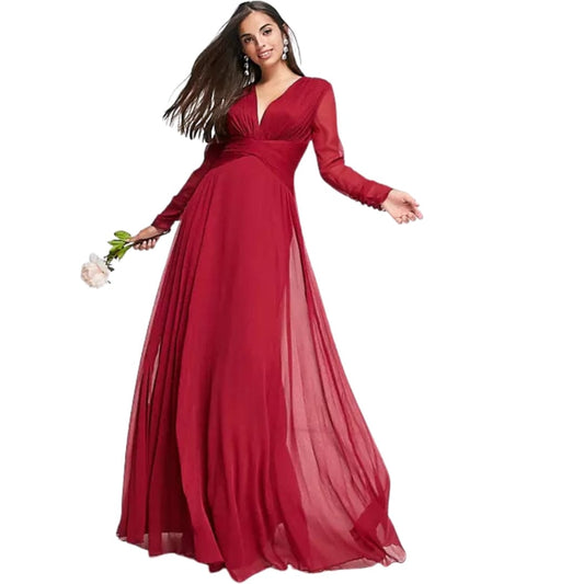ASOS Womens Dress S / Red ASOS - Bridesmaid Ruched Waist Maxi Dress