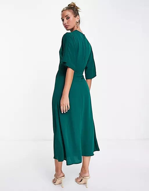 ASOS Womens Dress ASOS -  Cowl Neck Midi Dress With Wrap Skirt
