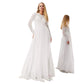 ASOS Womens Dress XS / White ASOS - Maxi U-Neck Long Sleeves Long Wedding Dresses