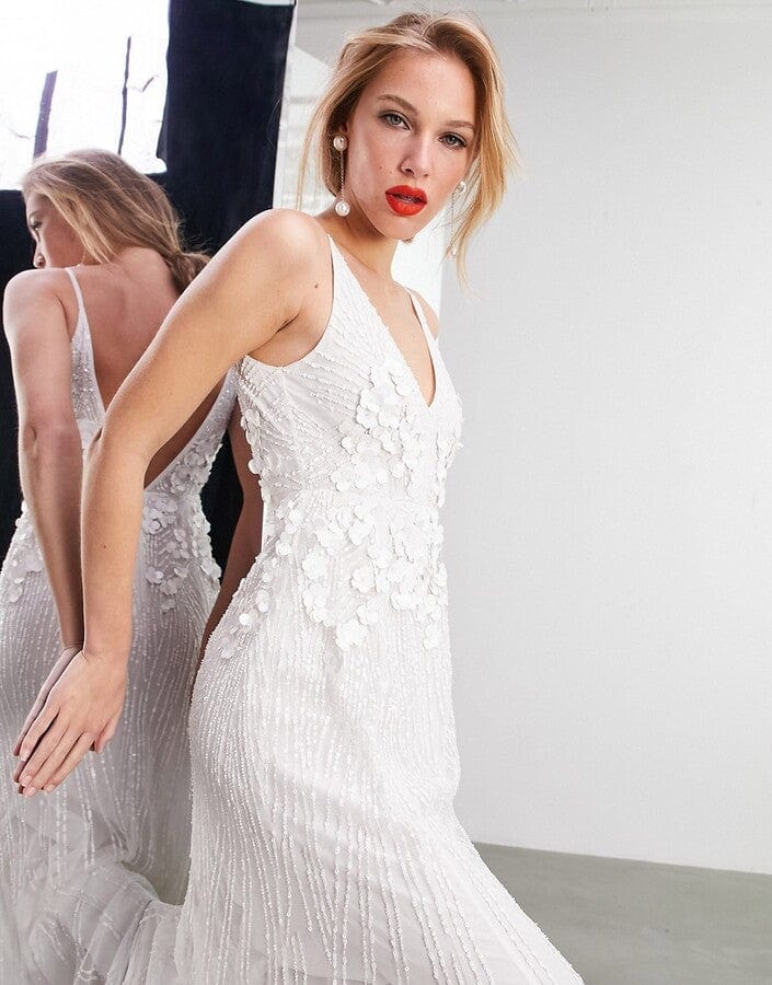ASOS - Natalia 3D Floral Embellished Cami Wedding Dress – Beyond Marketplace