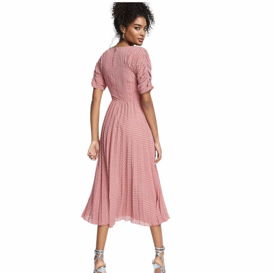 ASOS Womens Dress S / Pink ASOS - Ruched Pleated Midi Party Dress