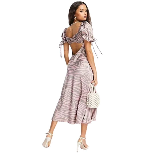 ASOS Womens Dress Petite M / Multi-Color ASOS - Satin Midi Tea Dress