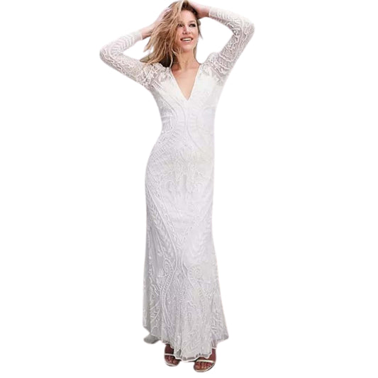 ASOS Womens Dress M / White ASOS -  Selena Embellished Placement Wedding Dress