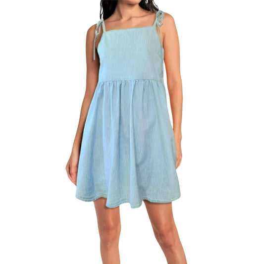 ASOS Womens Dress M / Blue ASOS - Tie Straps Lightweight Denim Mini Dress