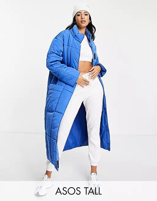 ASOS Womens Jackets M / Blue ASOS -  Tall Quilted Longline Puffer Coat