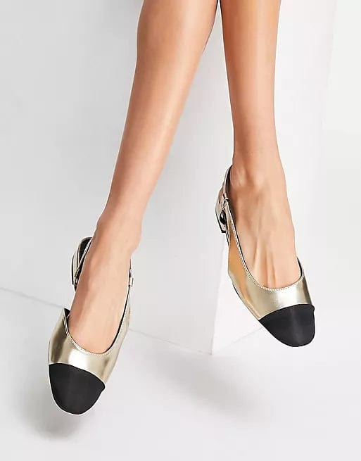 ASOS Womens Shoes 36 / Gold ASOS - Lively Slingback Ballet Flats