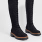 ASOS Womens Shoes ASOS - Wide Fit Courtney chunky lace up knee high boots
