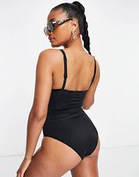 ASOS Womens Swimwear 36 C/D / Black ASOS -  Molded Underwired One Piece  Swimsuit