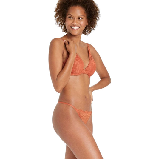 AUDEN Womens Underwear XL / Orange AUDEN - Lace Eyelash Thong