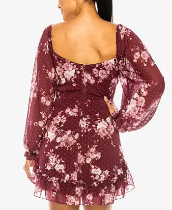 B. DARLIN Womens Dress S / Burgundy B. DARLIN - Emma Sweetheart-Neck Dress