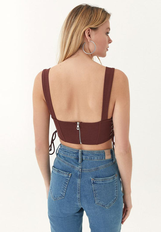 OXXO - Crop Top with Lace Up Detail