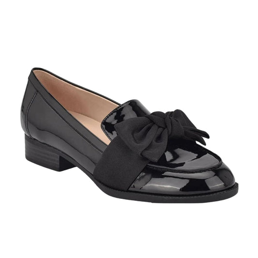 BANDOLINO Womens Shoes 38.5 / Black BANDOLINO - Lindio Bow Detail Block Heel Slip On Loafers