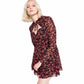 BAR III Womens Dress M / Multi-Color BAR III - Floral-Print Tie-Neck Mini Dress