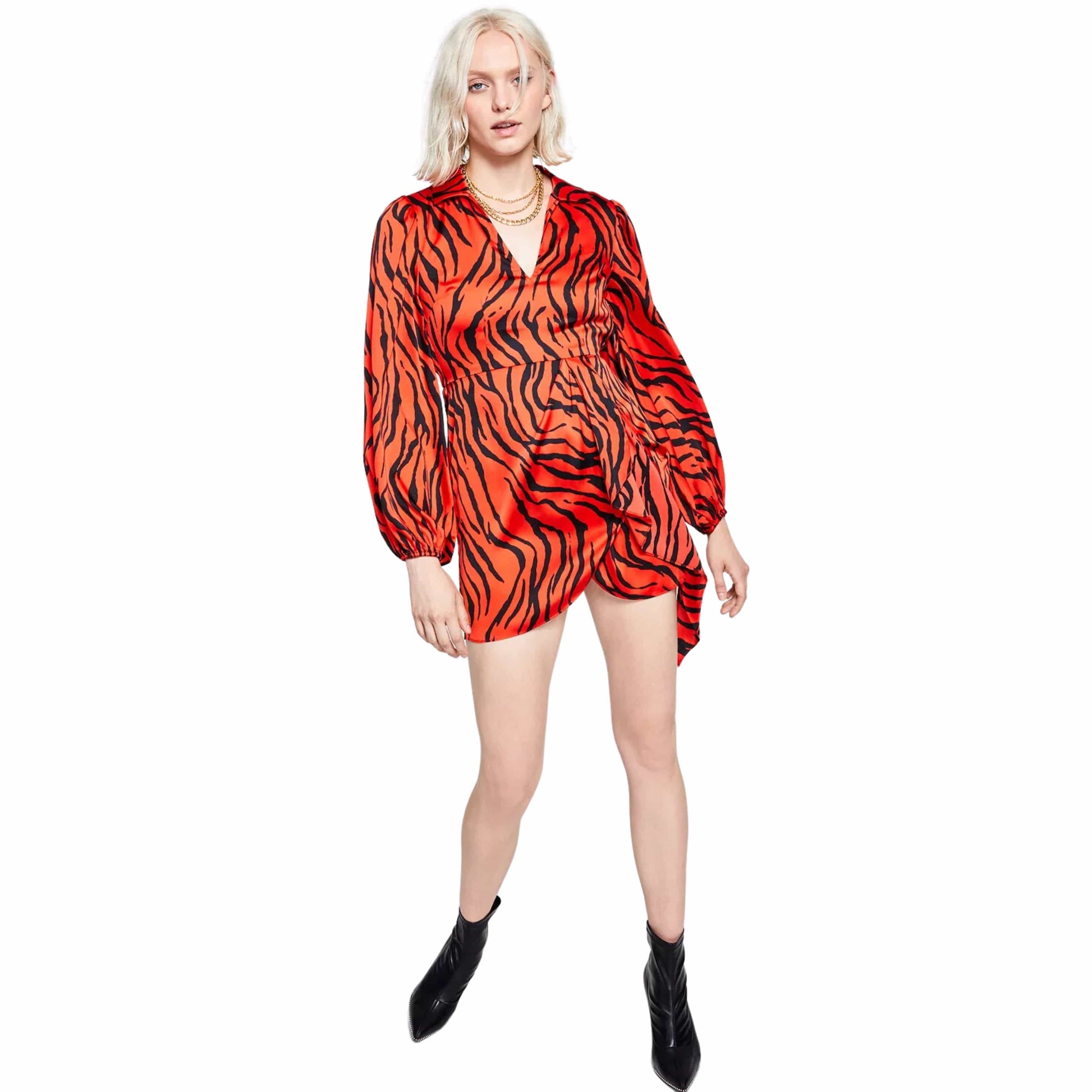 BAR III Womens Dress BAR ||| - Tiger-Print Mini Dress