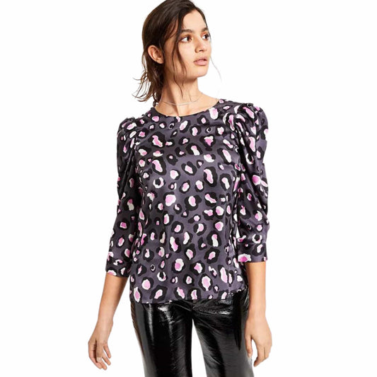 BAR III Womens Tops XXS / Multi-Color BAR III - Cheetah-Print Puff-Sleeve Top