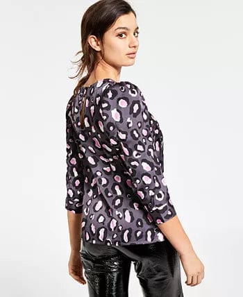 BAR III Womens Tops XXS / Multi-Color BAR III - Cheetah-Print Puff-Sleeve Top