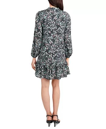 BCBG Womens Dress XXS / Multi-Color BCBG - Woven Ruffle Hem Dress in Midnight Floral