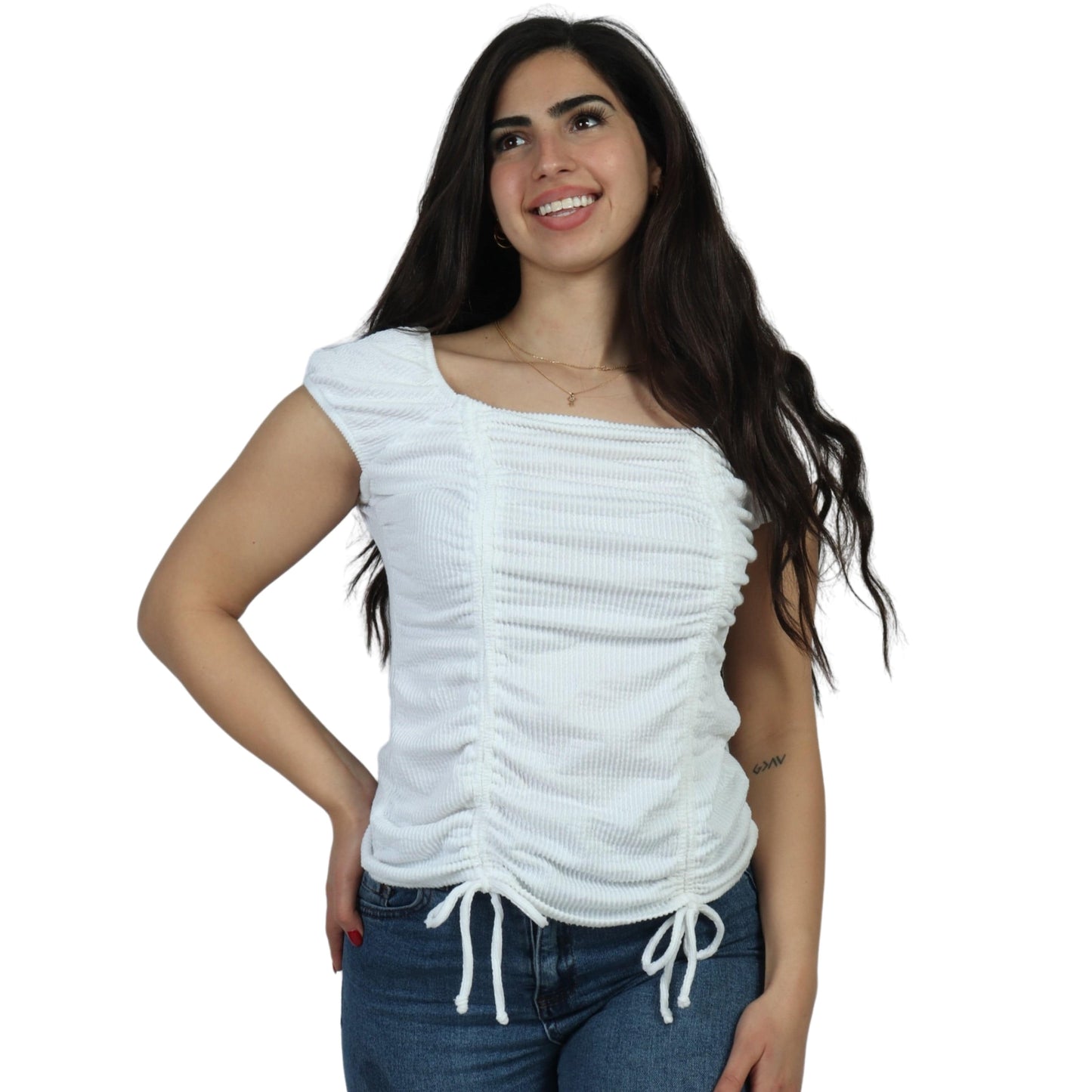 BCX Womens Tops M / White BCX - Short Sleeve Blouse