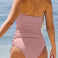 BEACHSISSI Womens Swimwear XL / Pink BEACHSISSI - Bathing Suit Solid Color Drawstring Side Halter