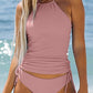 BEACHSISSI Womens Swimwear XL / Pink BEACHSISSI - Bathing Suit Solid Color Drawstring Side Halter