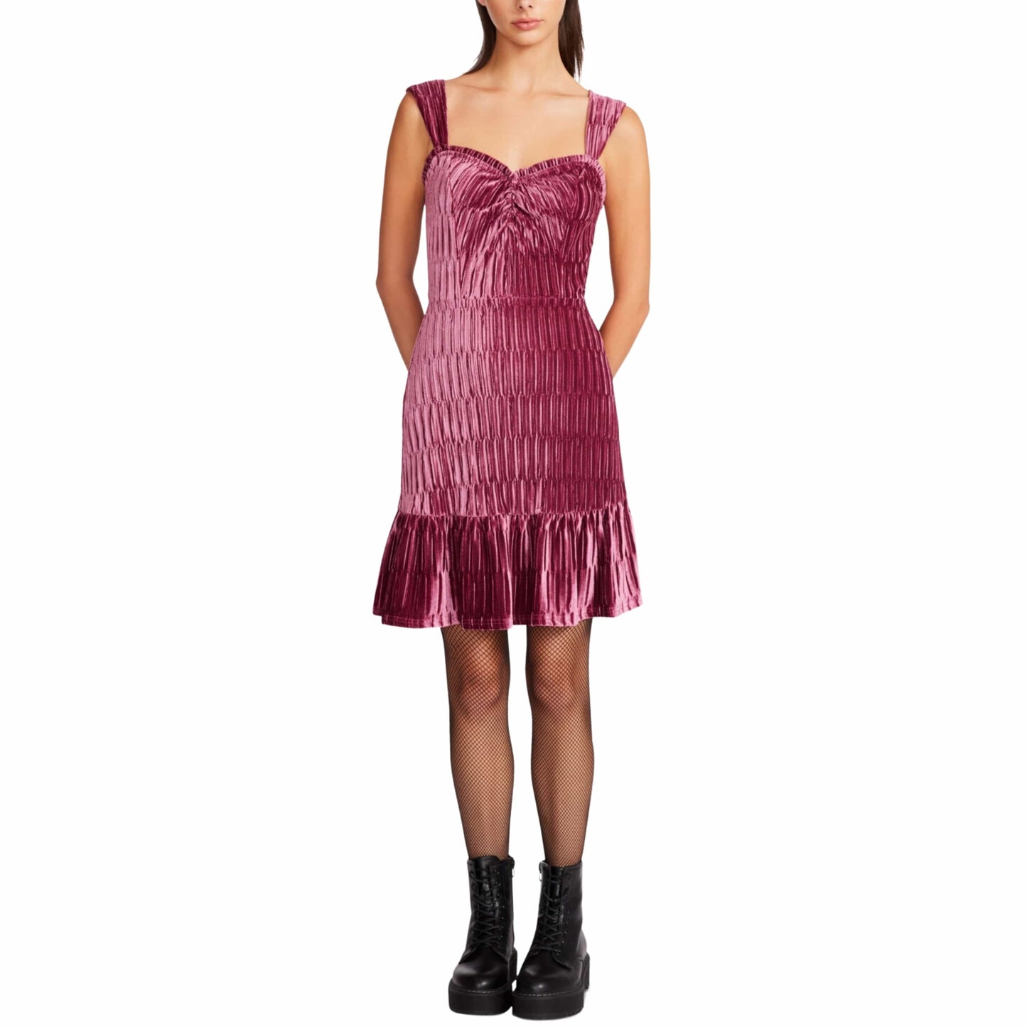 BETSEY JOHNSON Womens Dress XS / Pink BETSEY JOHNSON -  Velvet Knee Length Sheath Dress