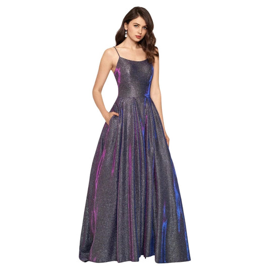 BETSY & ADAM Womens Dress M / Purple BETSY & ADAM -  Glitter Pleated Evening Dress