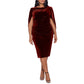 BETSY & ADAM Womens Dress XXL / Burgundy BETSY & ADAM - Velvet Cape Back MIDI Dress