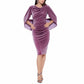 BETSY & ADAM Womens Dress M / Purple BETSY & ADAM - Velvet Cape Back MIDI Dress