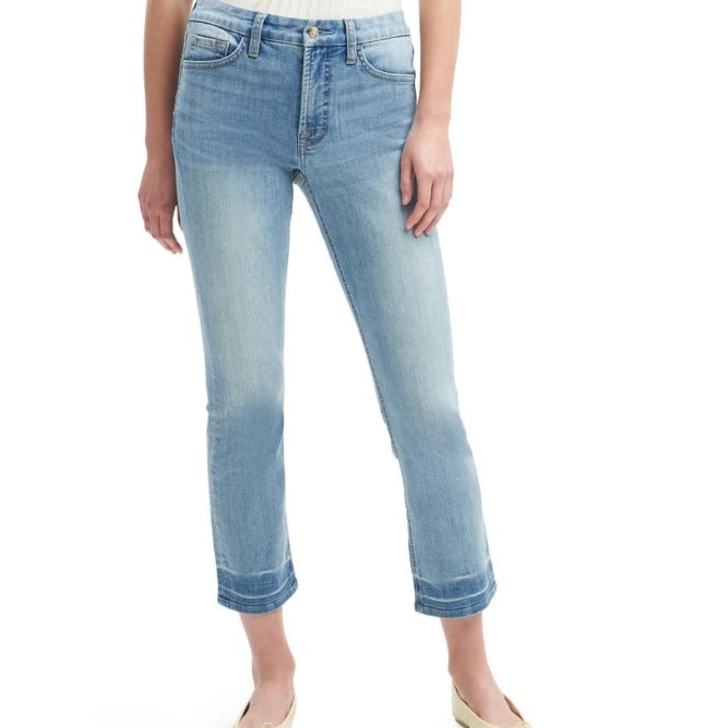Beyond Marketplace Jen7 - High Waist Chew Hem Ankle Straight Leg Jeans