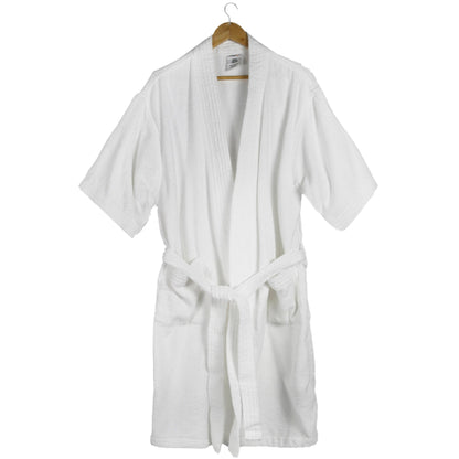 Beyond Marketplace L / White TRIDENT - Unisex Short Sleeve Long Kimono Bathrobe