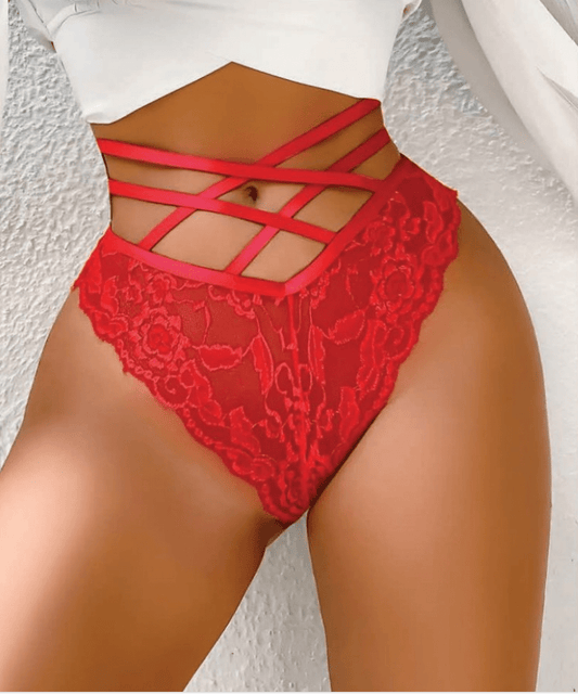 BEYOND Womens Underwear BEYOND - Sexy R Lace Rose Embroidery Hollow Out Triangle Panties