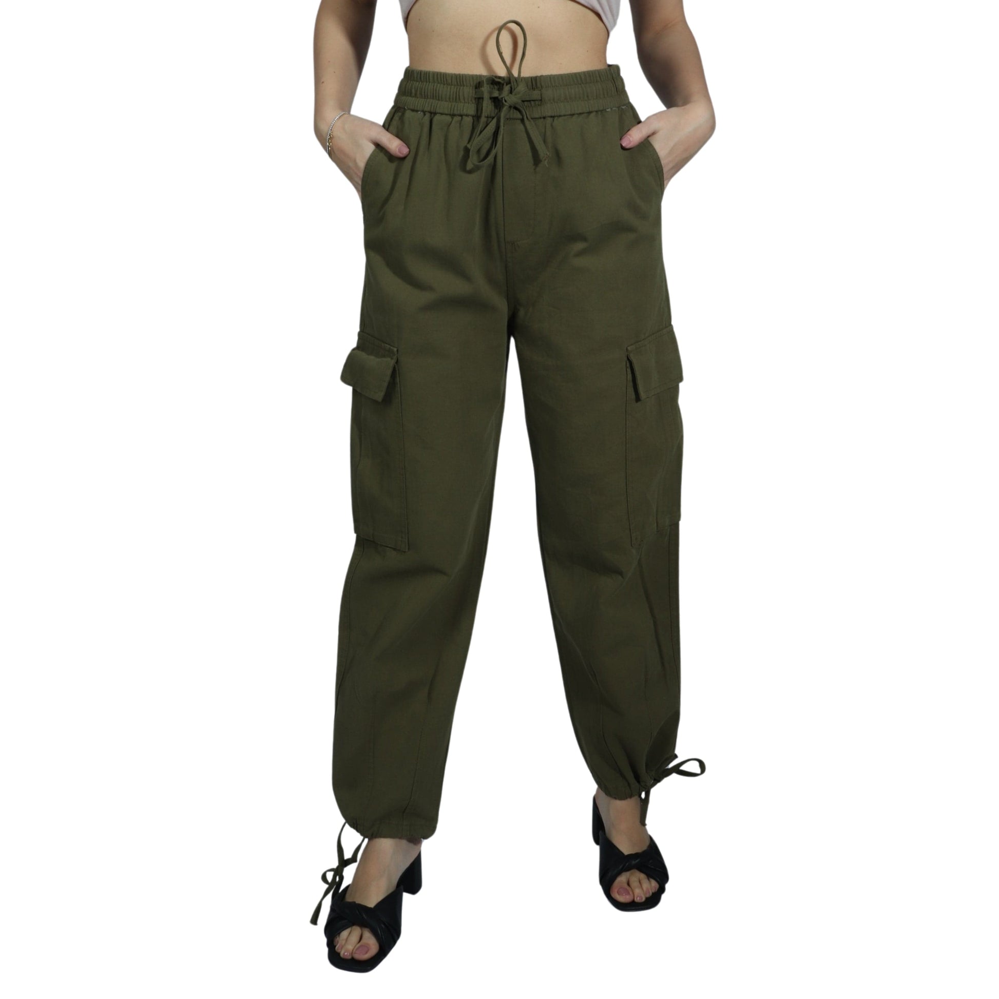 BLACKGTS Womens Bottoms M / Green BLACKGTS - Pull Over Cargo Pants
