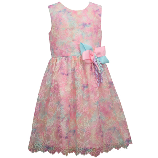BONNIE JEAN Girls Dress M / Multi-Color BONNIE JEAN - KIDS - Sleeveless Lace Rainbow Dress with Curly Bow Detail