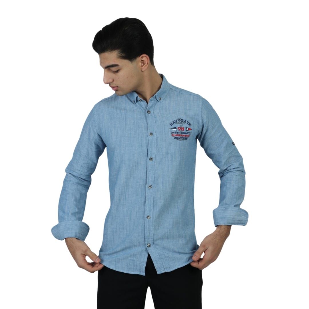 BOYCOTT Mens Tops M / Dark Blue BOYCOTT - Chest Embroidery Shirt