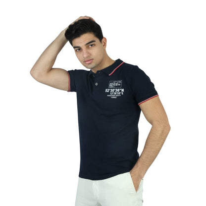 BOYCOTT Mens Tops S / Navy BOYCOTT - Front Printed Polo