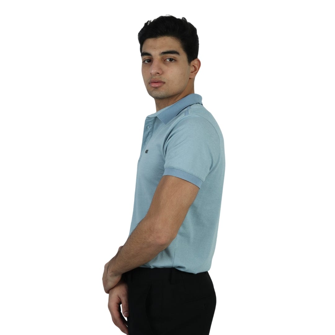 BOYCOTT Mens Tops S / Blue BOYCOTT - Metal Branding On Chest Polo