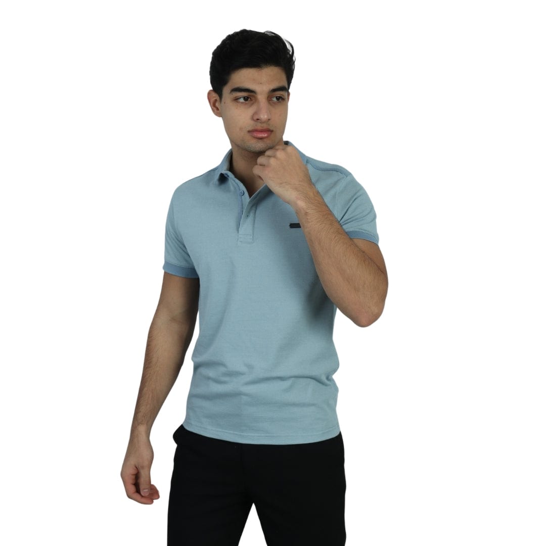 BOYCOTT Mens Tops S / Blue BOYCOTT - Metal Branding On Chest Polo