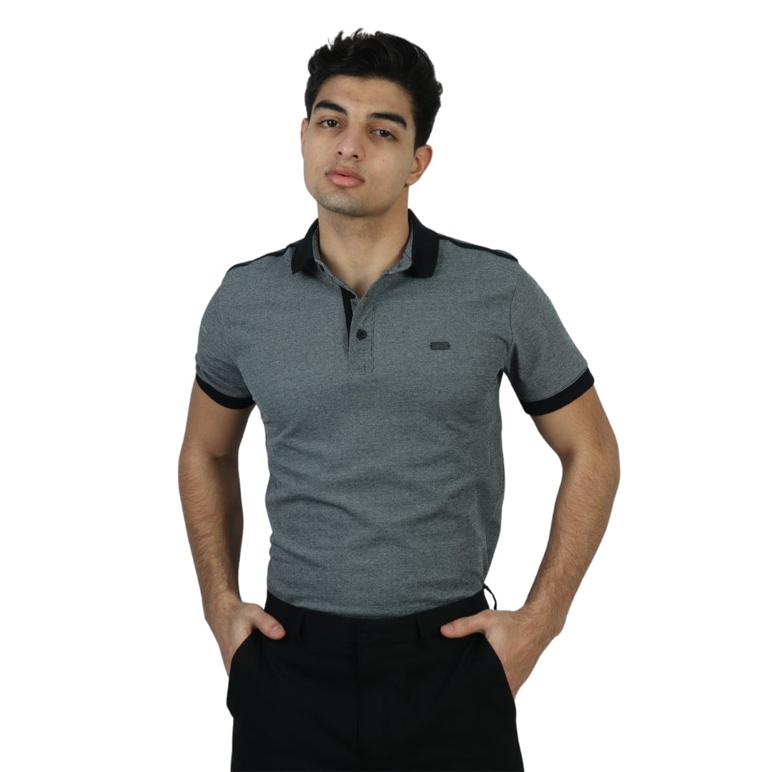 BOYCOTT Mens Tops S / Grey BOYCOTT - Metal Branding On Chest Polo