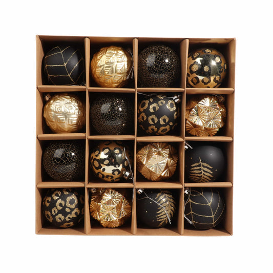 BRANDS & BEYOND Christmas Decoration 8 cm Black Gold Christmas Ball