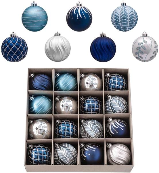 BRANDS & BEYOND Christmas Decoration Blue Christmas Tree Ornament 16 Pc