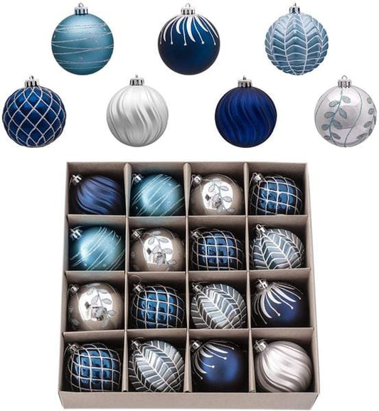 BRANDS & BEYOND Christmas Decoration Blue Christmas Tree Ornament 16 Pc