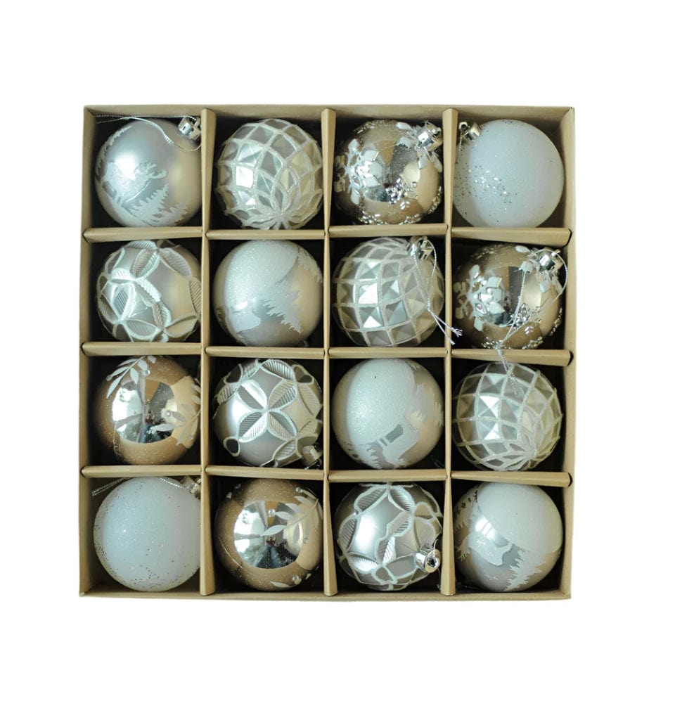 BRANDS & BEYOND Christmas Decoration Silver Christmas Tree Ornament 16 Pc