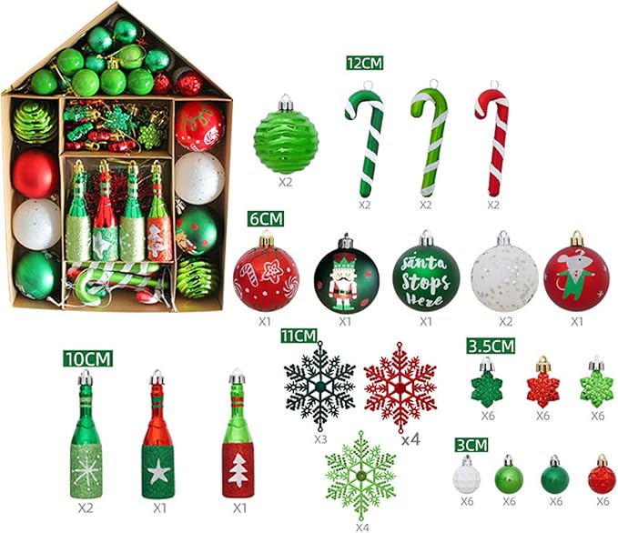 BRANDS & BEYOND Christmas Decoration Christmas Tree Ornament 70 Pc