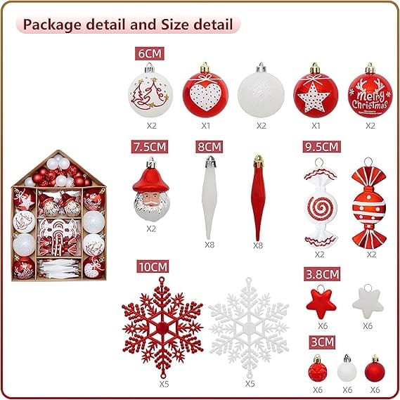 BRANDS & BEYOND Christmas Decoration Christmas Tree Ornament 70 Pc