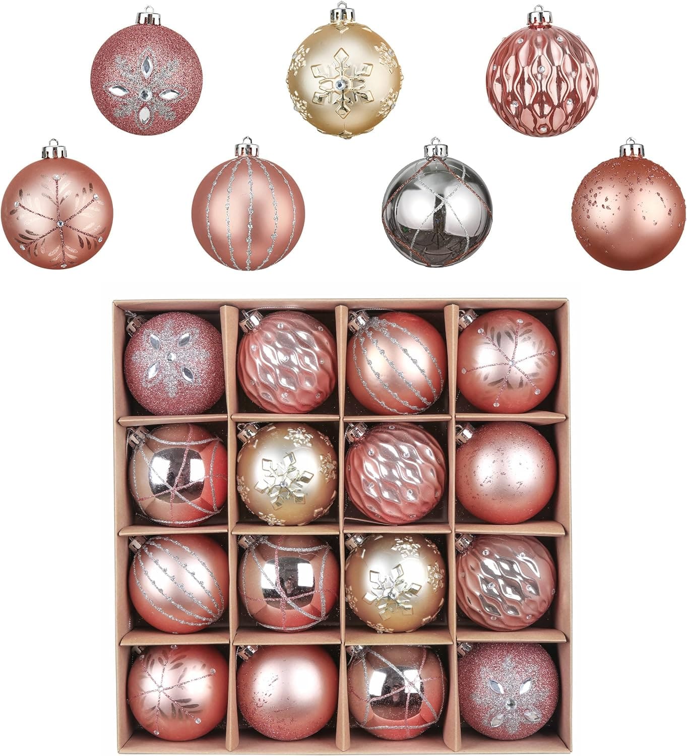 BRANDS & BEYOND Christmas Decoration Pink Christmas Tree Ornament 16 Pc