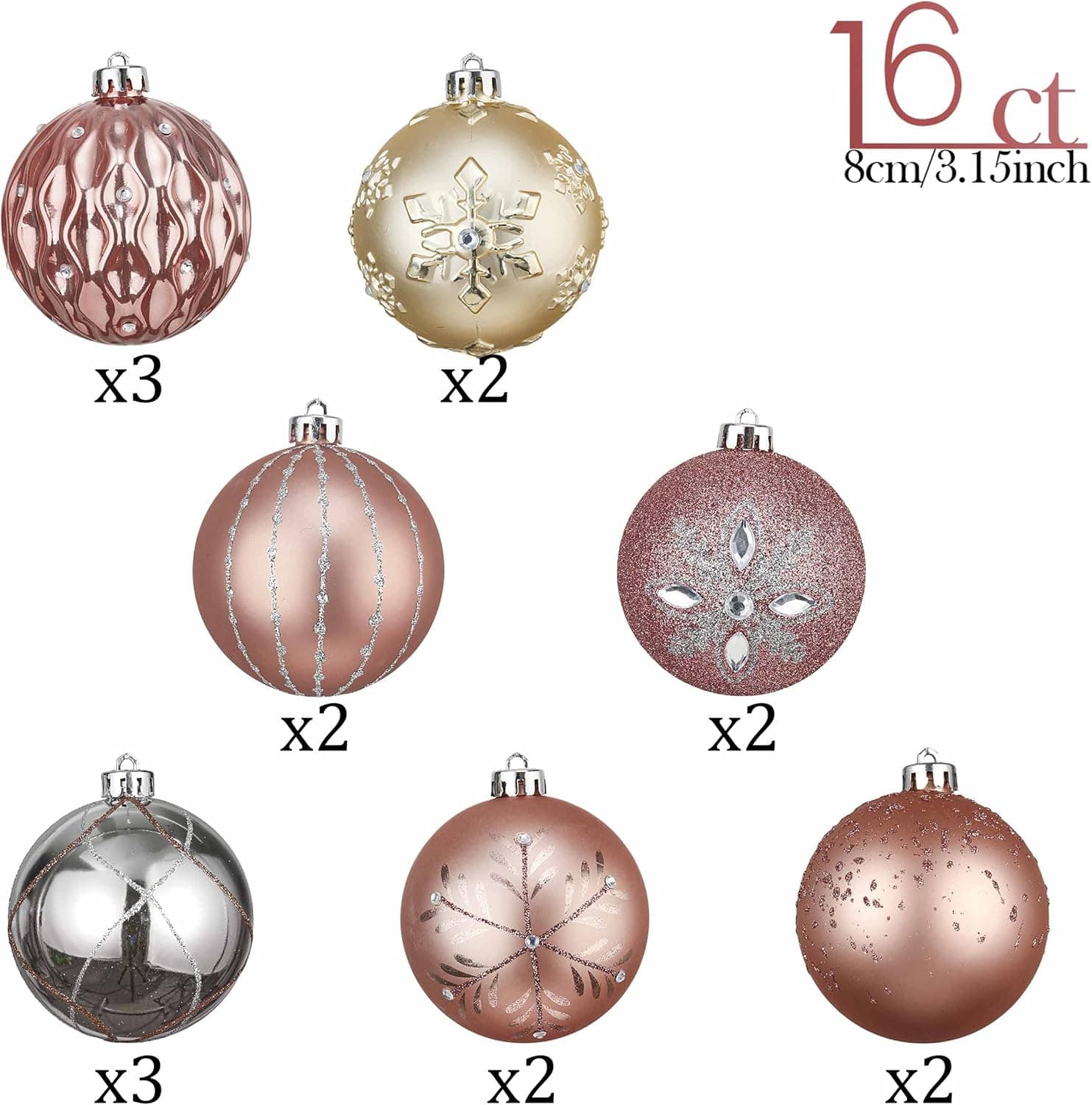 BRANDS & BEYOND Christmas Decoration Pink Christmas Tree Ornament 16 Pc