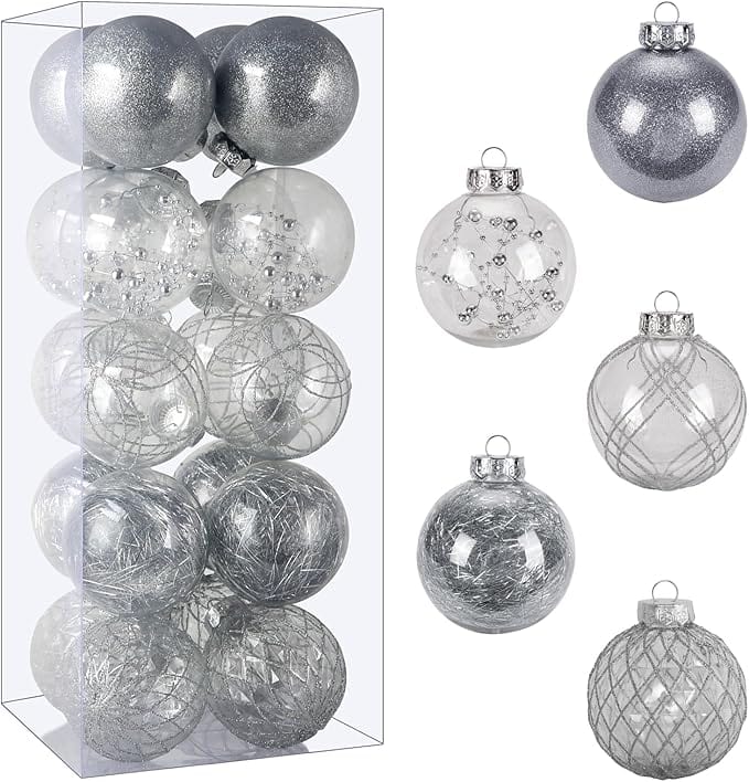 BRANDS & BEYOND Christmas Decoration Transparent Christmas Tree Ornament 16 Pc