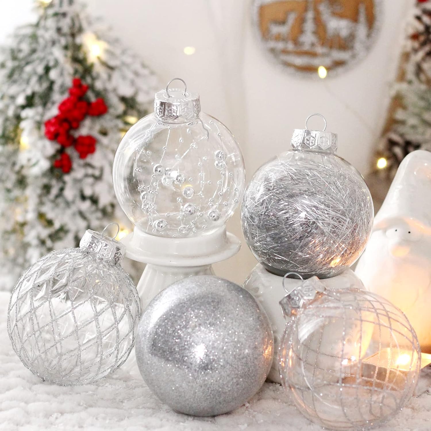 BRANDS & BEYOND Christmas Decoration Transparent Christmas Tree Ornament 16 Pc