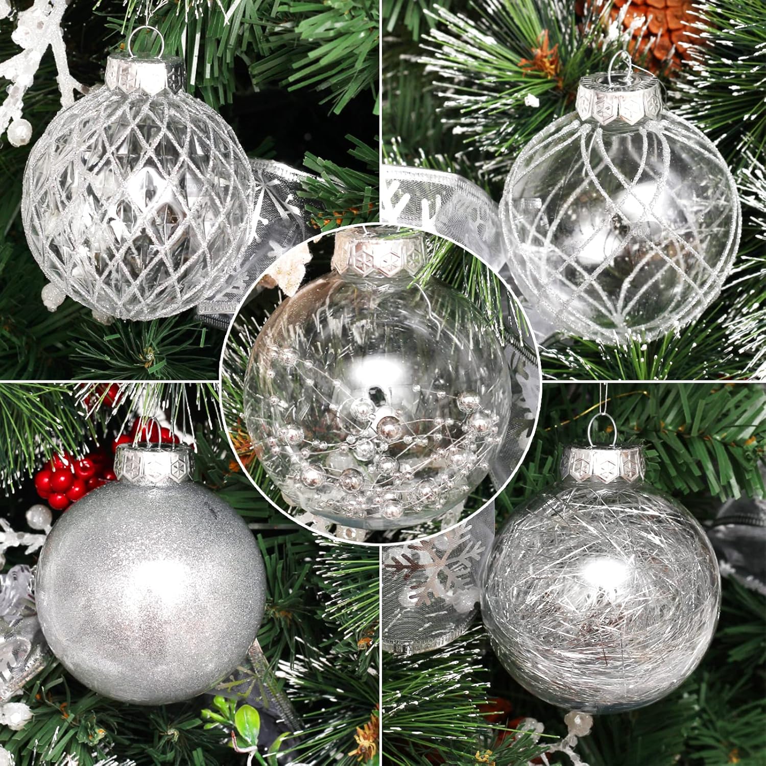 BRANDS & BEYOND Christmas Decoration Transparent Christmas Tree Ornament 16 Pc